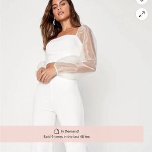 Two piece white pants set